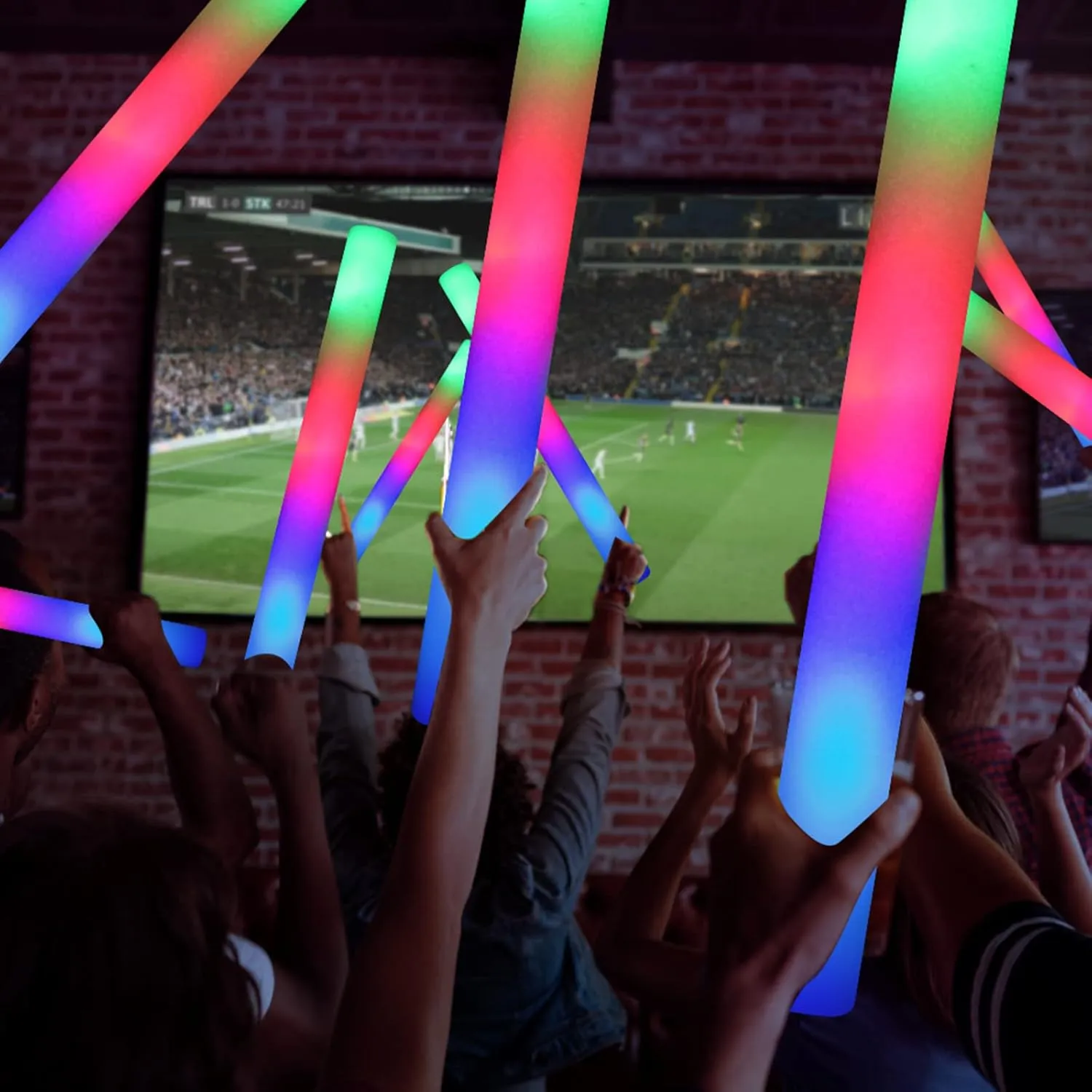 Glow Sticks Bulk, 110 PCS Foam Glow Sticks, LED Foam Sticks in The Dark Party Supplies with 3 Modes Colorful Flashing, Glow Sticks Party Pack for Wedding, Concert, Party, Raves, Events, Birthday
