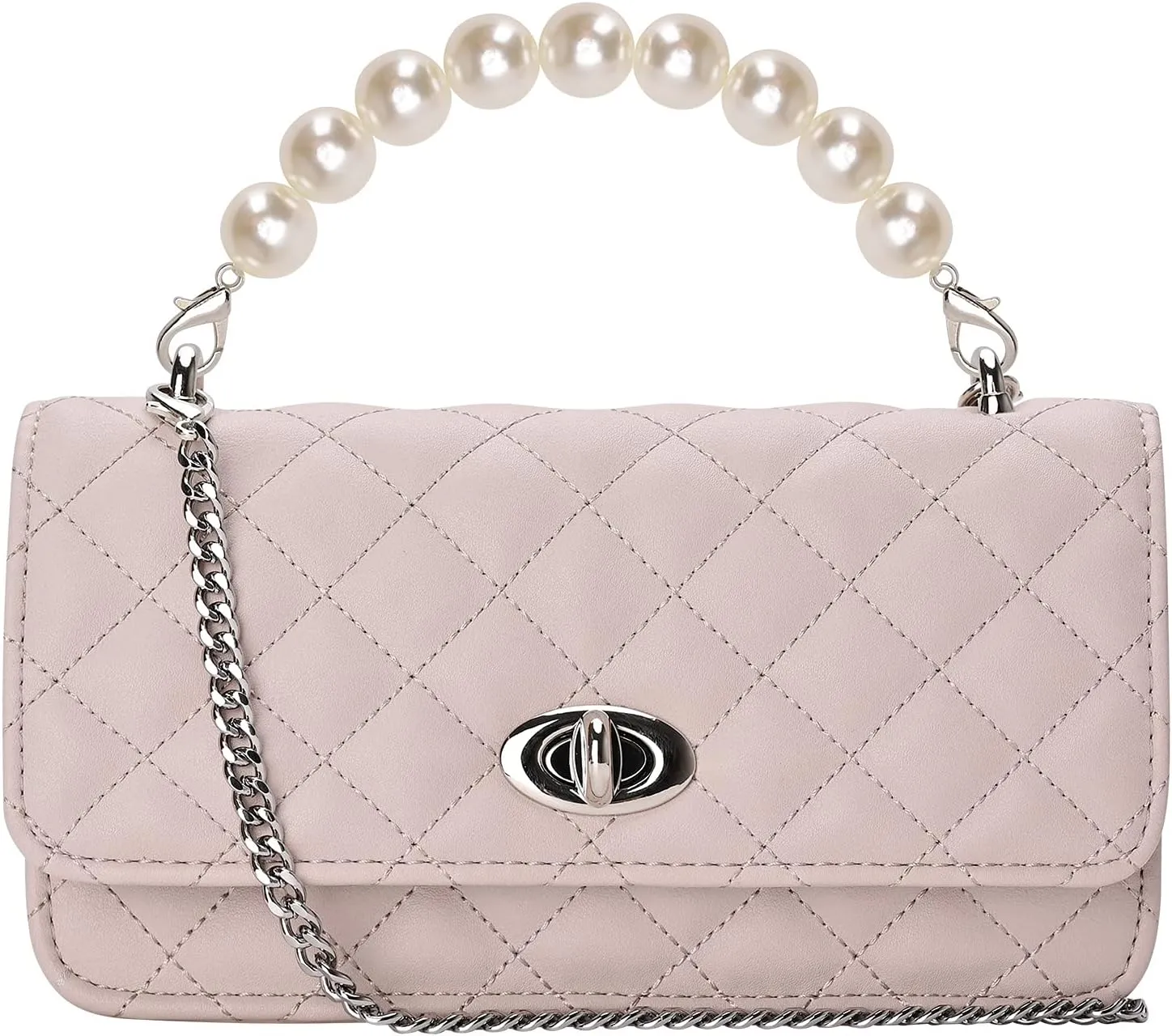 GM LIKKIE Clutch Purse for Women, Evening Envelope Quilted Wallet Bag, Crossbody Foldover Pearl Wedding Shoulder Handbag