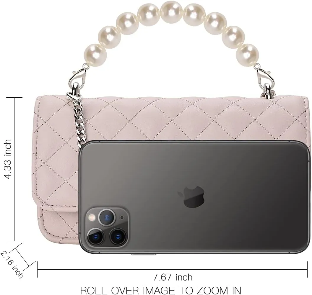 GM LIKKIE Clutch Purse for Women, Evening Envelope Quilted Wallet Bag, Crossbody Foldover Pearl Wedding Shoulder Handbag