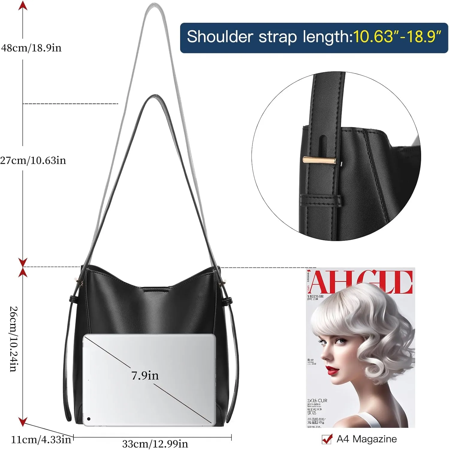 GOIACII Leather Tote Bag for Women - Shoulder Bag with Top Handle