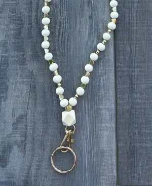 Gold Heart Beaded Lanyard with Breakaway Clasp