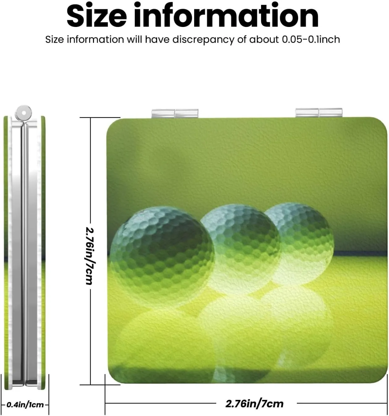 Golf Balls Women Small Pocket Mirror Travel Cosmetic Mirror Folding Handheld Makeup Mirror