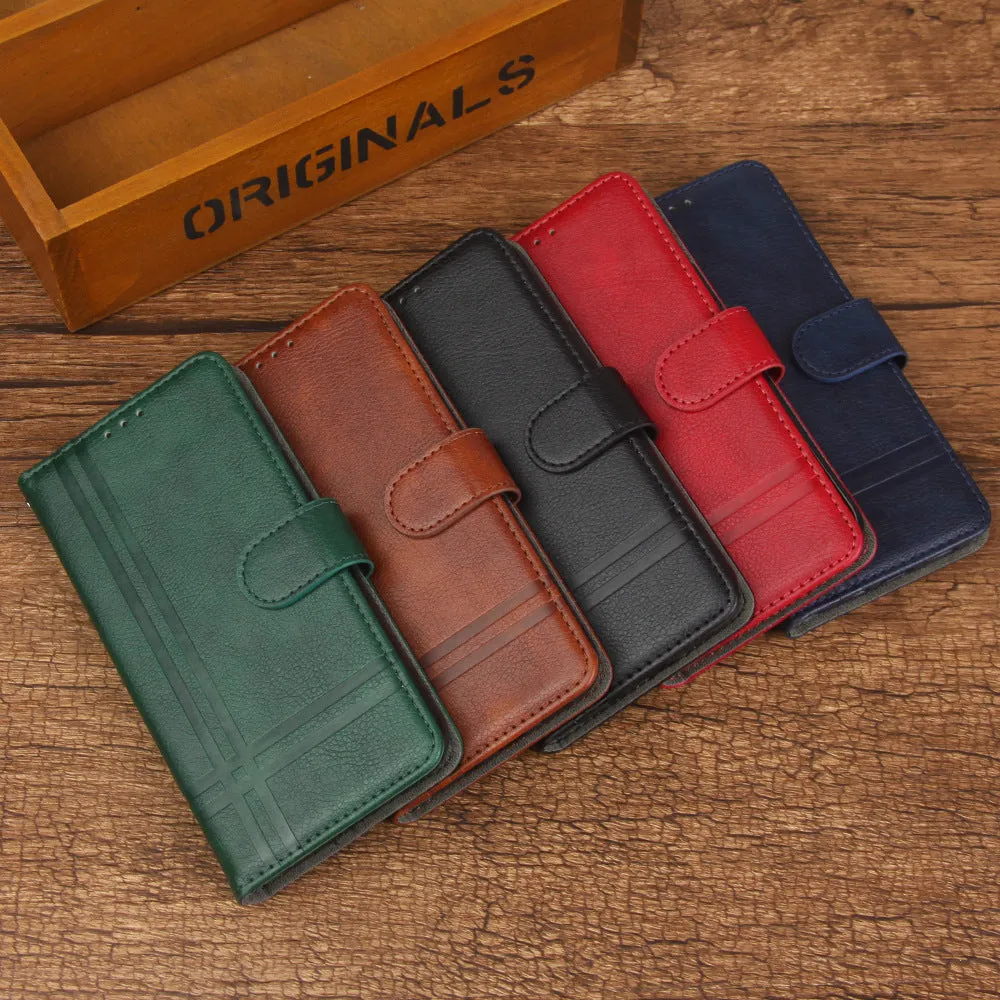 Google Pixel 6A/7/7Pro Mobile Phone Case Simple Lychee Pattern Flip Wallet Card Insertion
