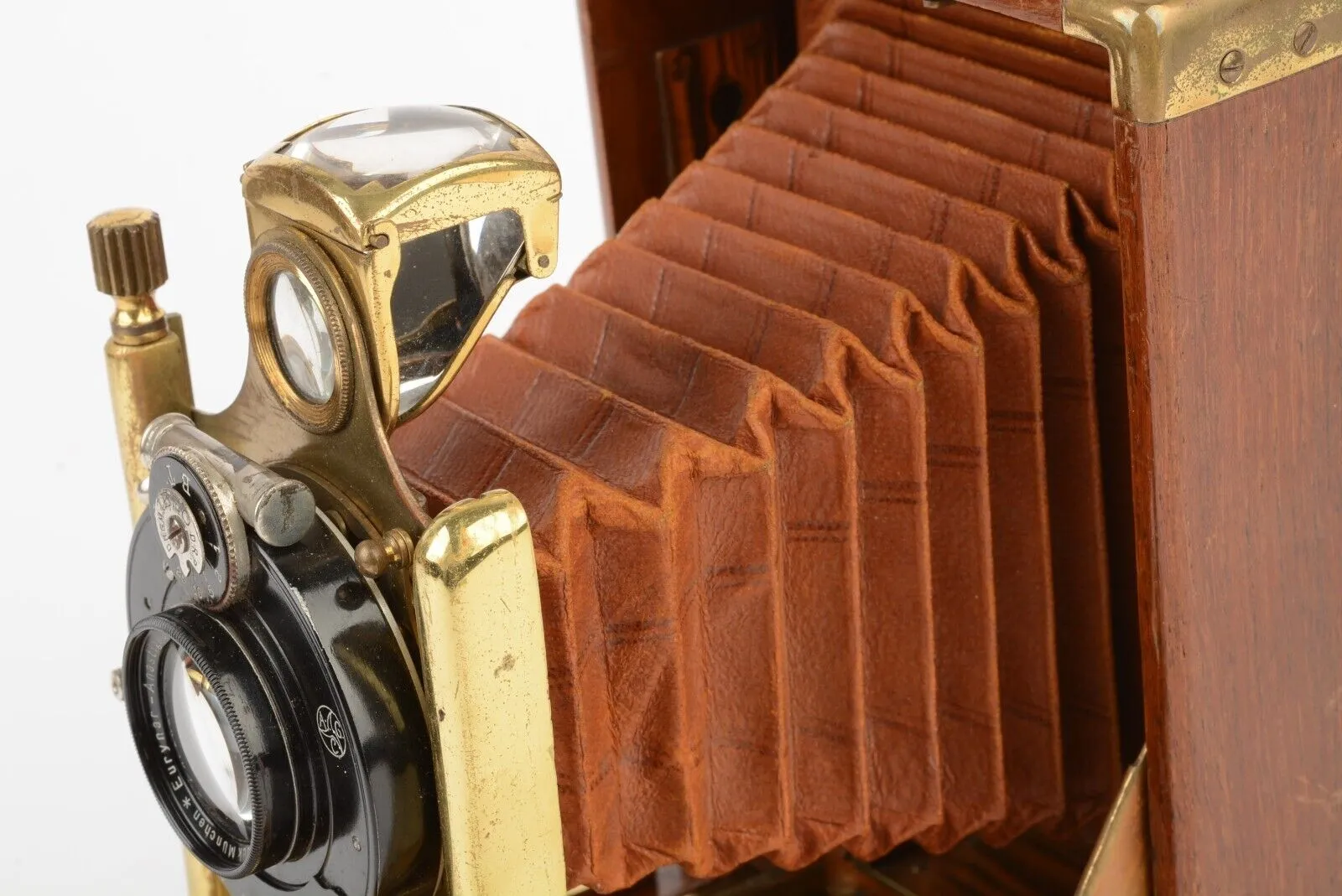 Gorgeous Orionworks 2C 9x12cm Tropen Teak Camera w/ Brass&Brown Elbows   Holders
