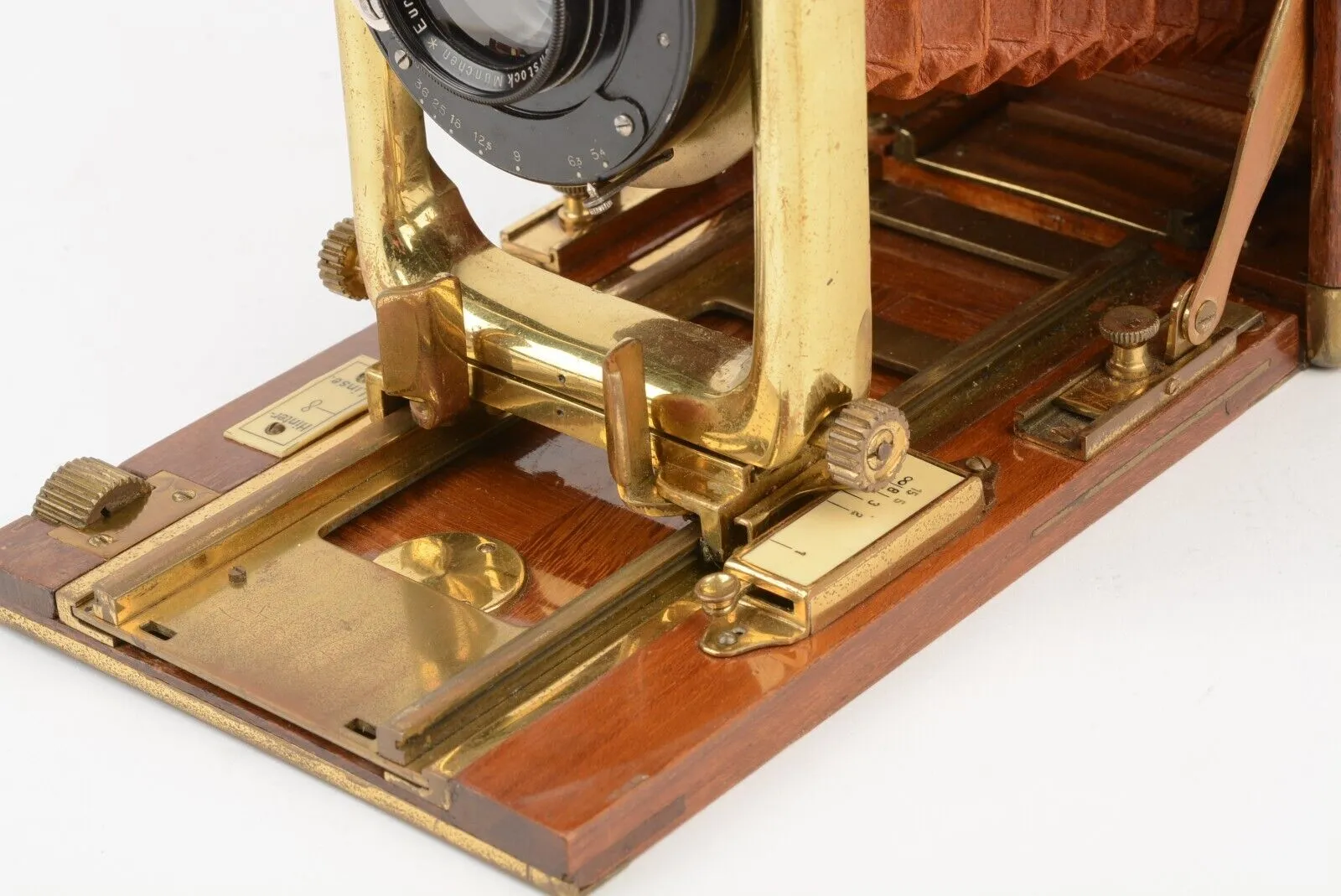 Gorgeous Orionworks 2C 9x12cm Tropen Teak Camera w/ Brass&Brown Elbows   Holders