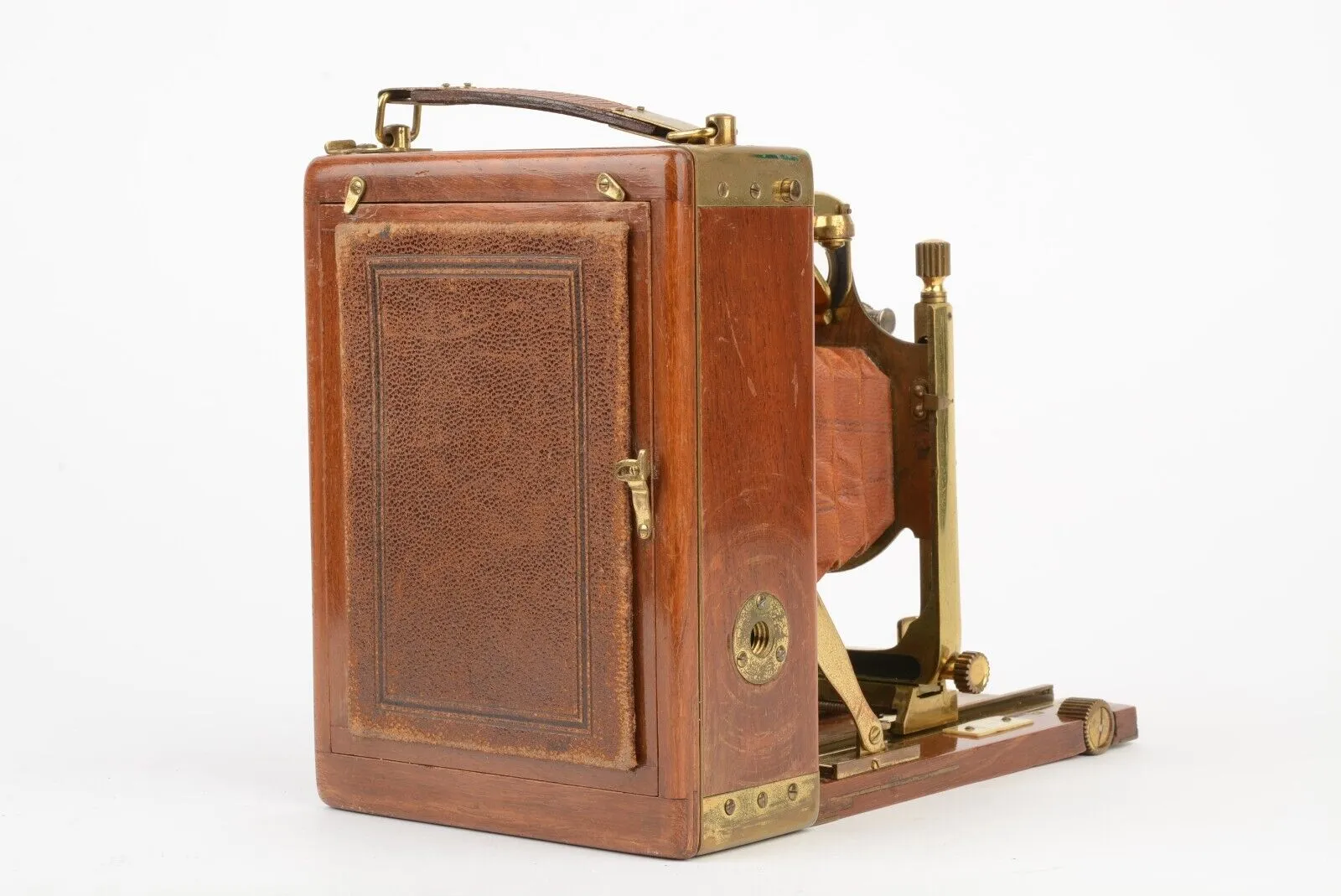 Gorgeous Orionworks 2C 9x12cm Tropen Teak Camera w/ Brass&Brown Elbows   Holders
