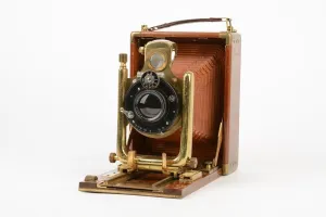 Gorgeous Orionworks 2C 9x12cm Tropen Teak Camera w/ Brass&Brown Elbows   Holders