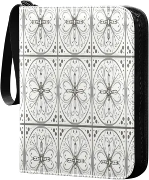 Gray and White Card Binder 4 Pockets, 400 Pockets Trading Card Binder Removable Card Albums Card Holder for Games, Sports, Football, Baseball Cards