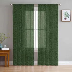 Green Cowhide Sheer Curtains 72 Inches Long 2 Panels Set, Window Sheer Curtains for Living Room/Bedroom, Vintage Modern Abstract Leather Texture Light Filtering Rod Pocket Curtain 52'' x 72'' x 2