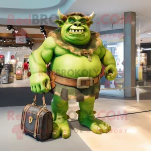 Green Ogre mascot costume character dressed with Mini Skirt and Handbags, Large