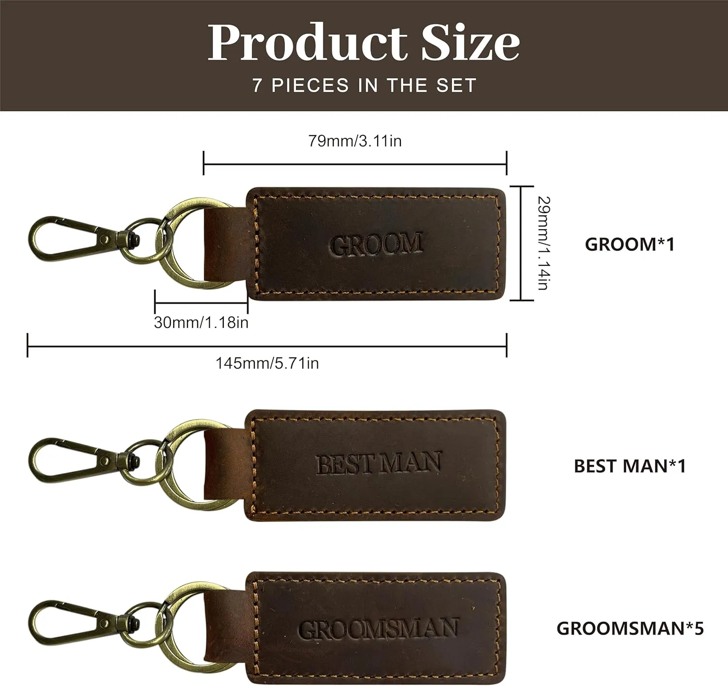 Groomsmen Gifts Bachelor Party Favors Decorations For Men 7 Pcs Groom's Crew Keychains.(GROOM'S CREW)