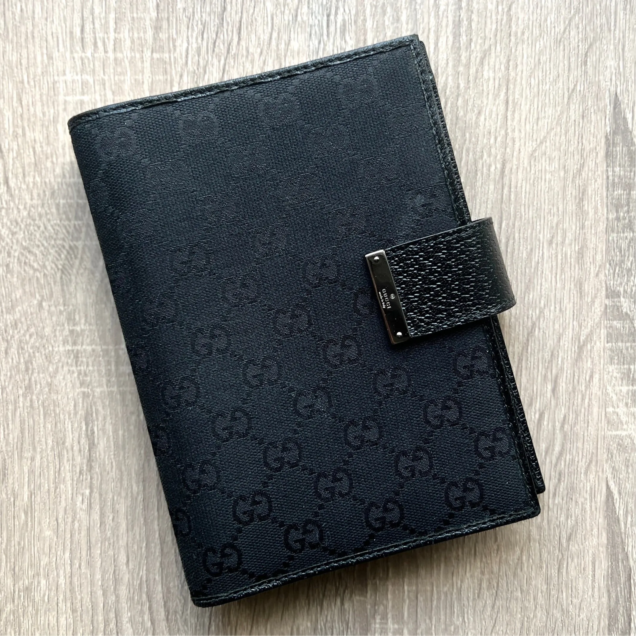 Gucci Black Monogram MM Agenda