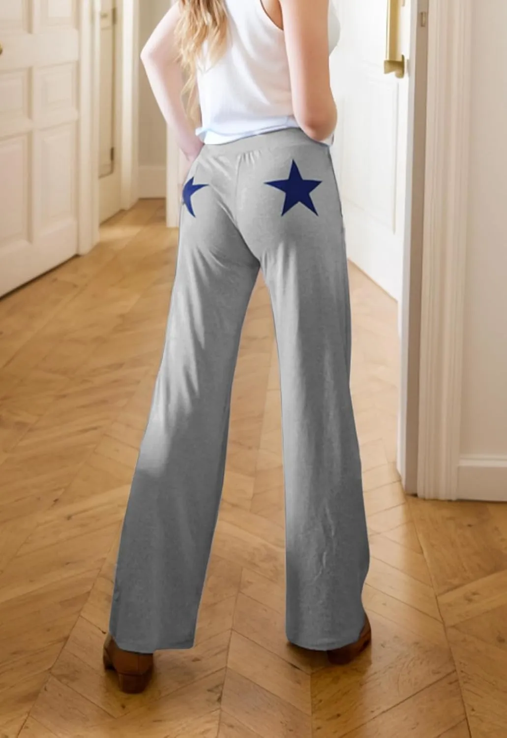 GUOLEZEEV Women Sweatpants Open Bottom Drawstring Elastic Waist Wide Leg Spring/Fall Pants with Pockets