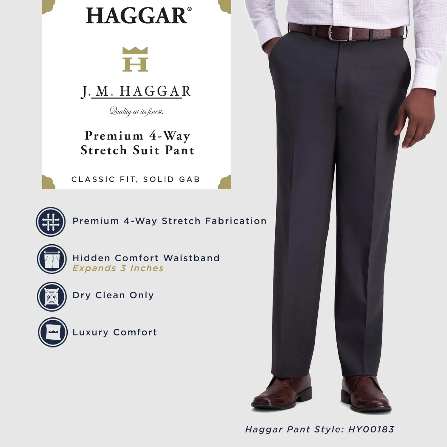 Haggar Men's Classic Fit Soild Stretch Suit Separate Pant (Regular and Big and Tall)