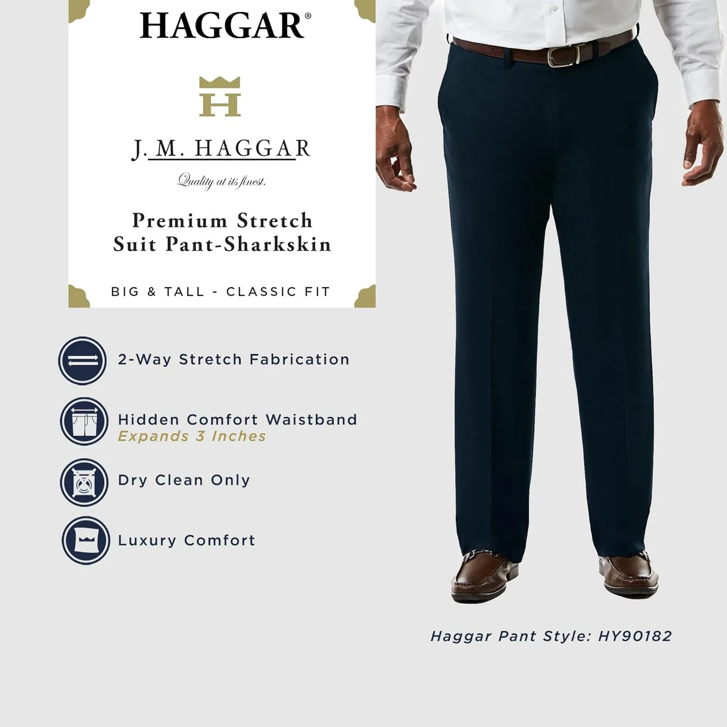 Haggar Men's JMH Premium Stretch Tailored Fit Suit Separate Pants and Jackets (Big & Tall Sizes)