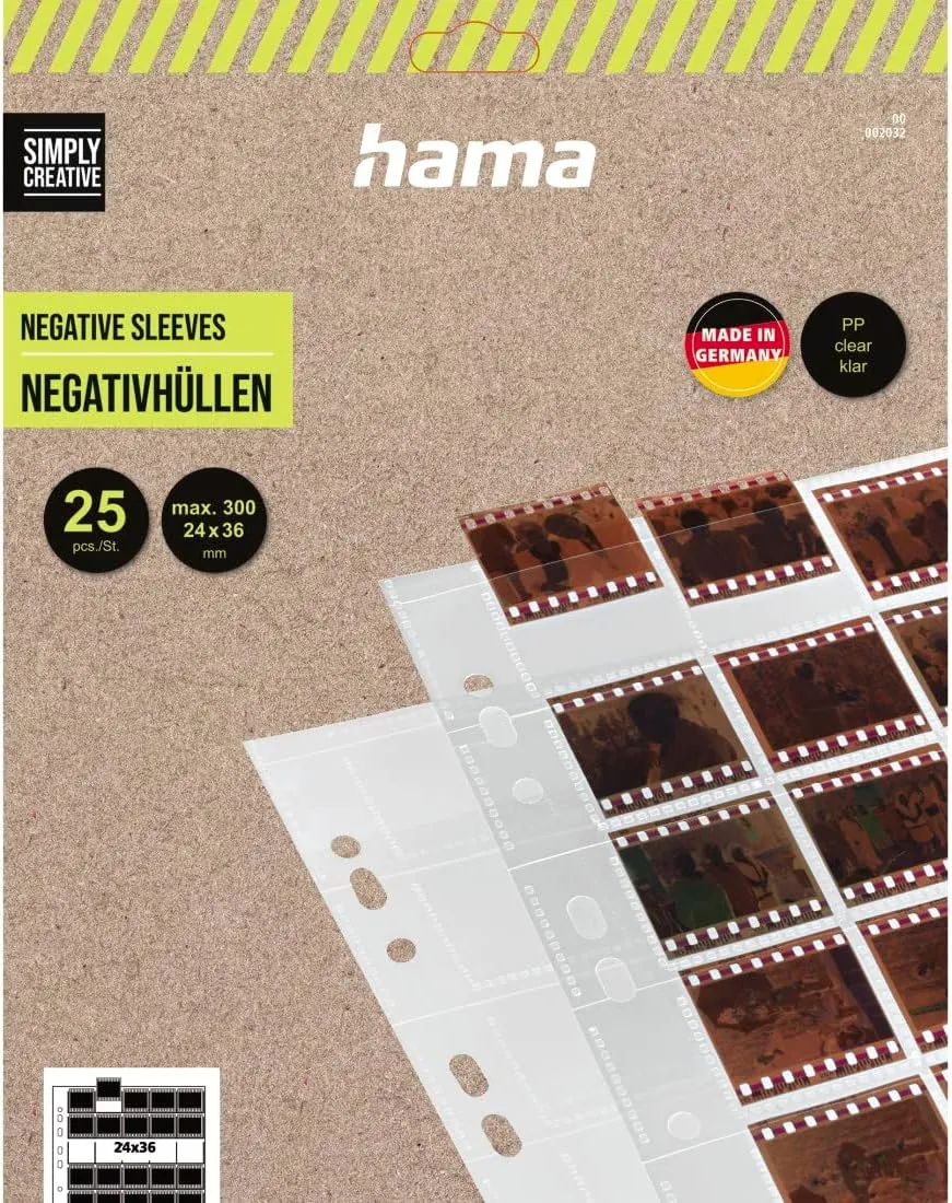 Hama Negative/Unmounted Slide File Storage Sleeves, Each Holding 40 Single 24 x 36 mm Frames, Polypropylene (Pack of 25)