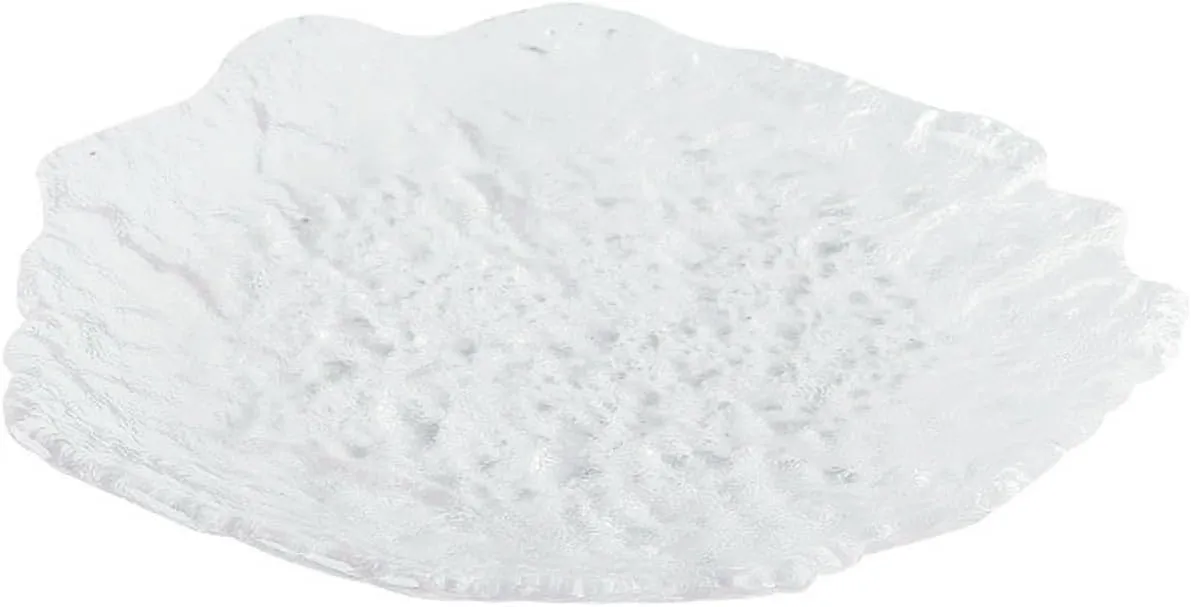 Handmade Ice Dew Glass Plate, Household Fruit Snack Plate - 9.5 inches - Transparent Large