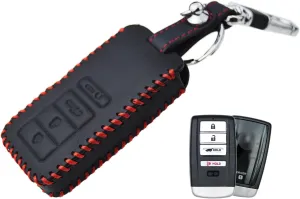 Handmade Stitching Leather Key Cover for Acura MDX RDX RLX ILX TLX 4 Buttons