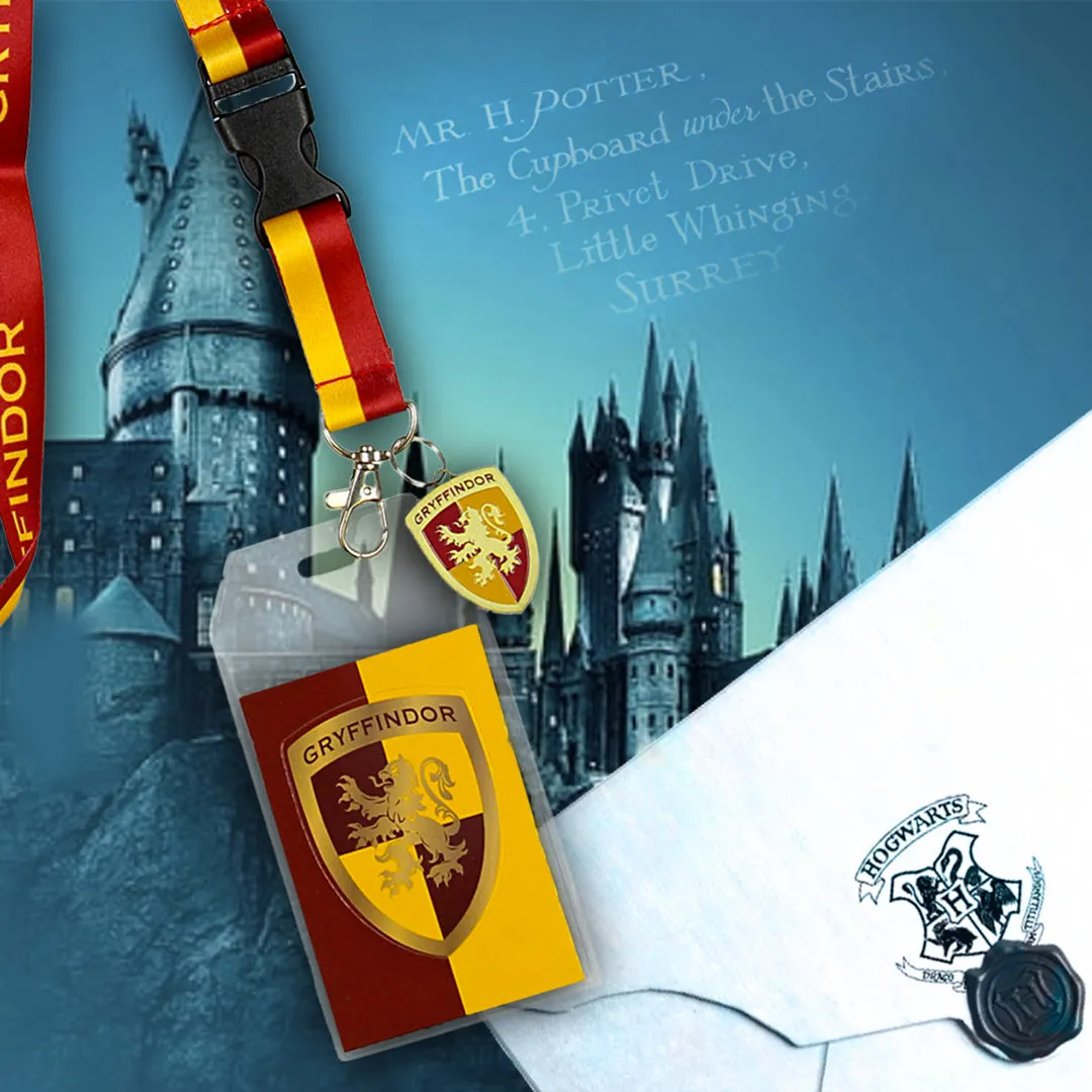 Harry Potter Gryffindor Lanyard With 3D Metal Charm ID Card Holder And Sticker