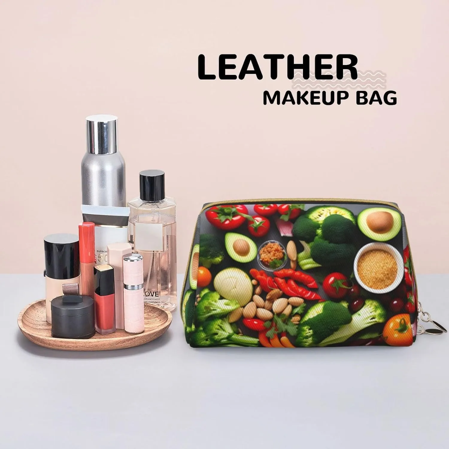 Healthy Food Toiletry Pouch, Travel-Friendly Makeup Organizer For Makeup Brushes, Lipsticks