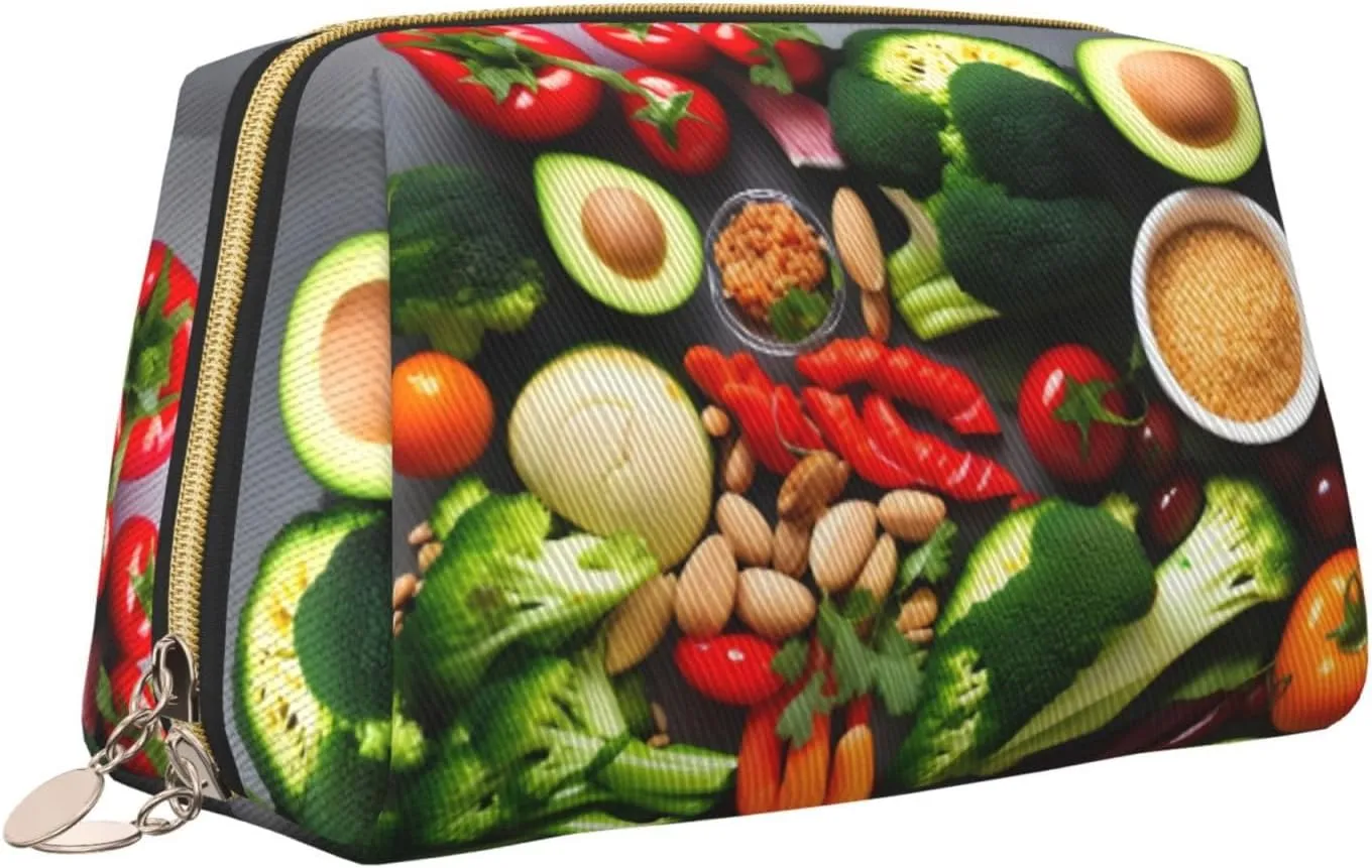 Healthy Food Toiletry Pouch, Travel-Friendly Makeup Organizer For Makeup Brushes, Lipsticks