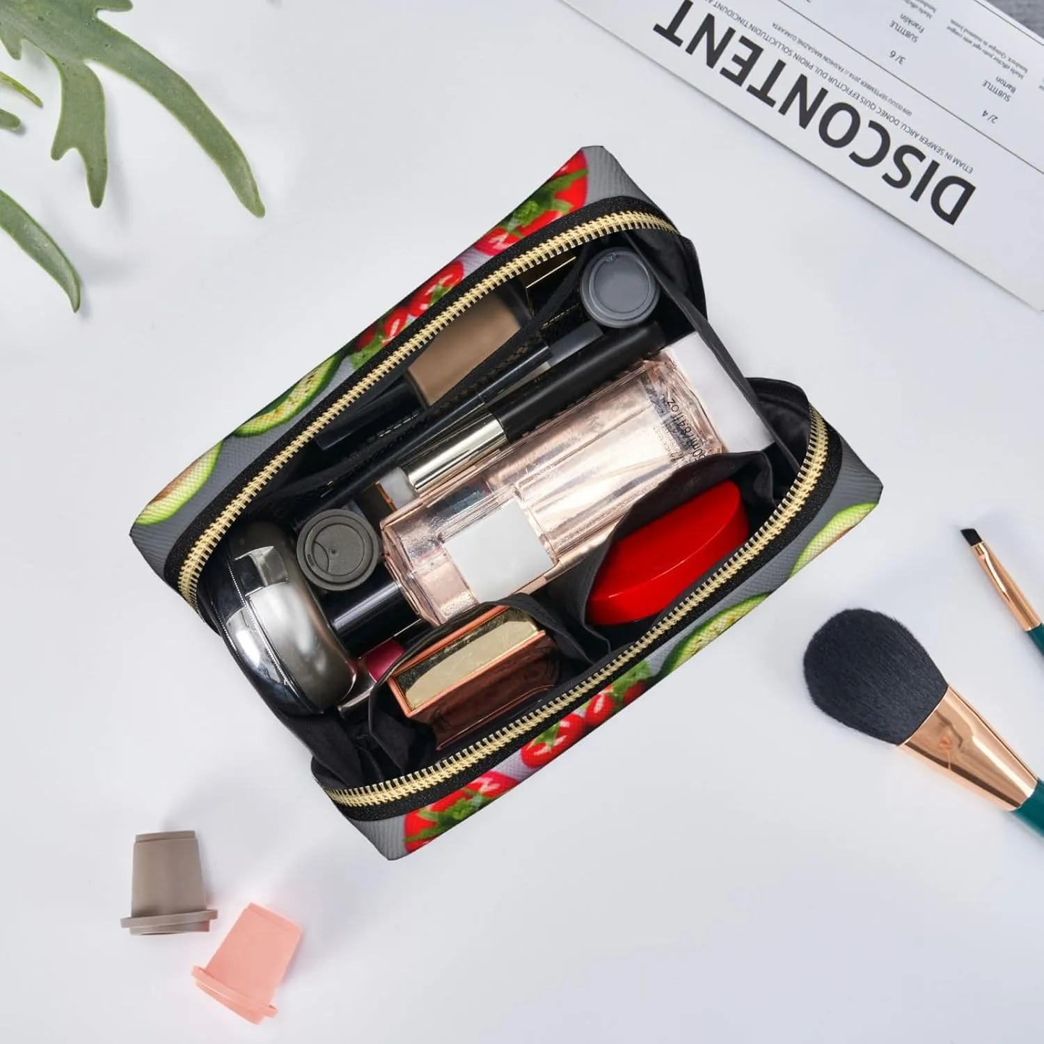 Healthy Food Toiletry Pouch, Travel-Friendly Makeup Organizer For Makeup Brushes, Lipsticks