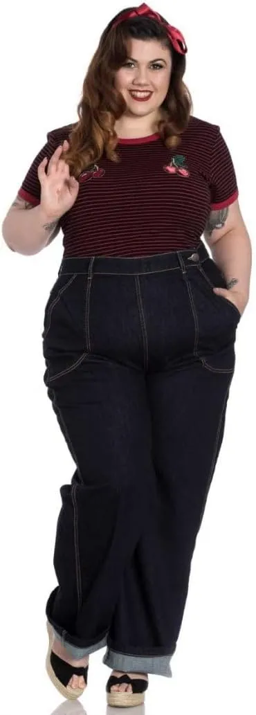 Hell Bunny Weston Denim Jeans 40s 50s Vintage Retro Rockabilly Trousers Pants