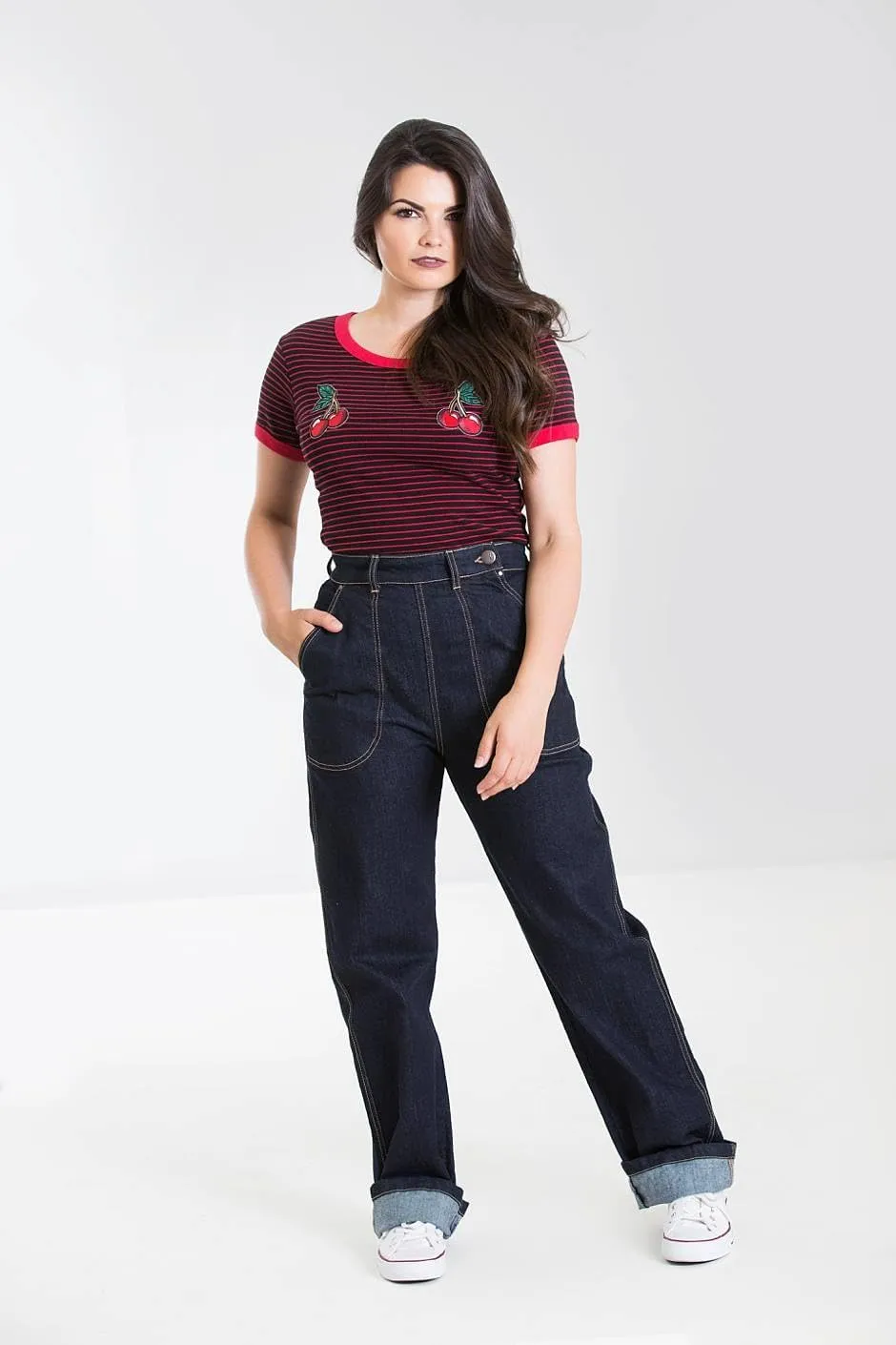 Hell Bunny Weston Denim Jeans 40s 50s Vintage Retro Rockabilly Trousers Pants