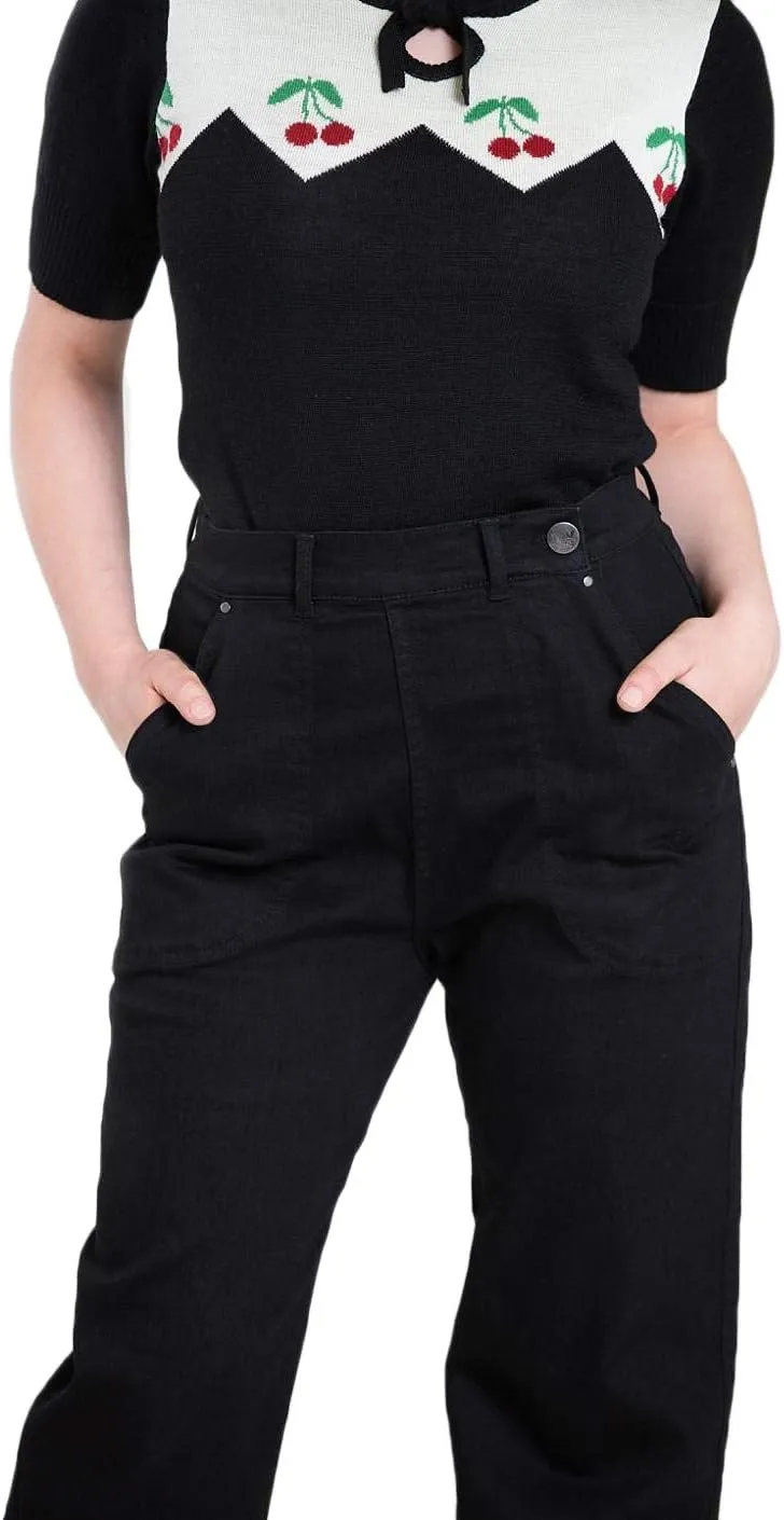 Hell Bunny Weston Denim Jeans 40s 50s Vintage Retro Rockabilly Trousers Pants