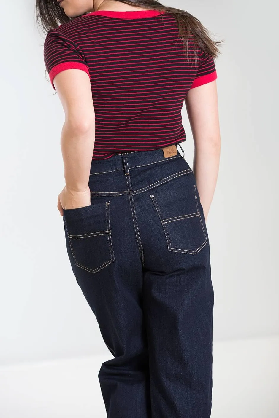 Hell Bunny Weston Denim Jeans 40s 50s Vintage Retro Rockabilly Trousers Pants