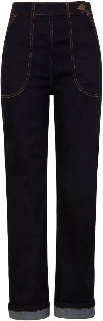 Hell Bunny Weston Denim Jeans 40s 50s Vintage Retro Rockabilly Trousers Pants