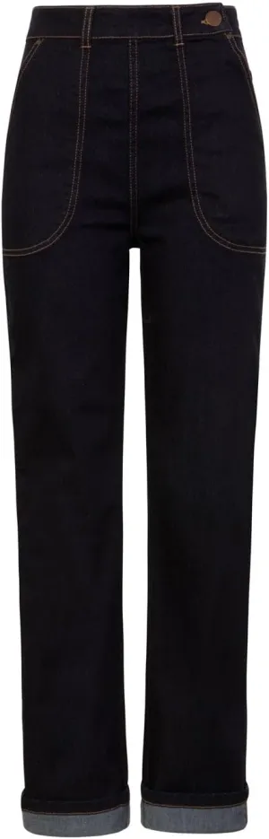 Hell Bunny Weston Denim Jeans 40s 50s Vintage Retro Rockabilly Trousers Pants