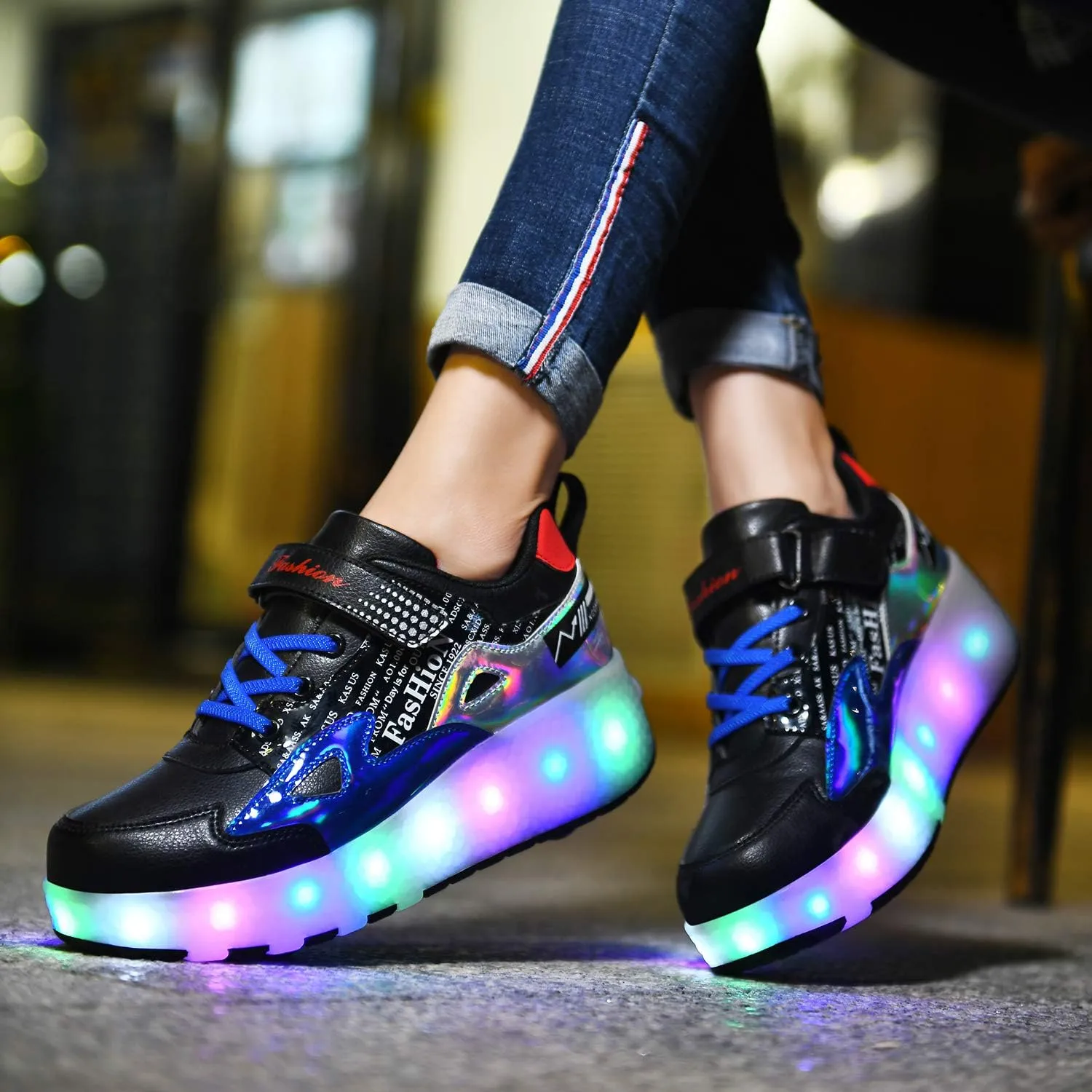 HHSTS Kids Shoes - New Upgraded with Wheels LED Light Color Shoes Shiny Roller Skates Skate Shoes Simple Kids Gifts Boys Girls The Best Gift for Party Birthday Christmas Day
