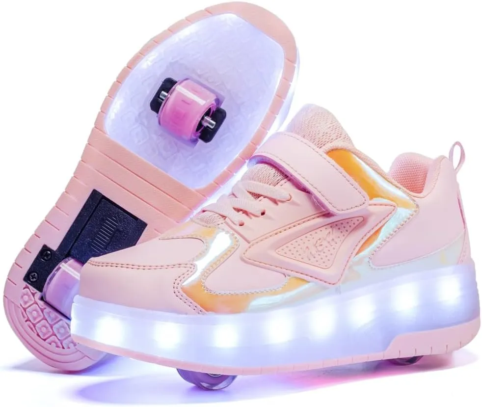 HHSTS Kids Shoes - New Upgraded with Wheels LED Light Color Shoes Shiny Roller Skates Skate Shoes Simple Kids Gifts Boys Girls The Best Gift for Party Birthday Christmas Day