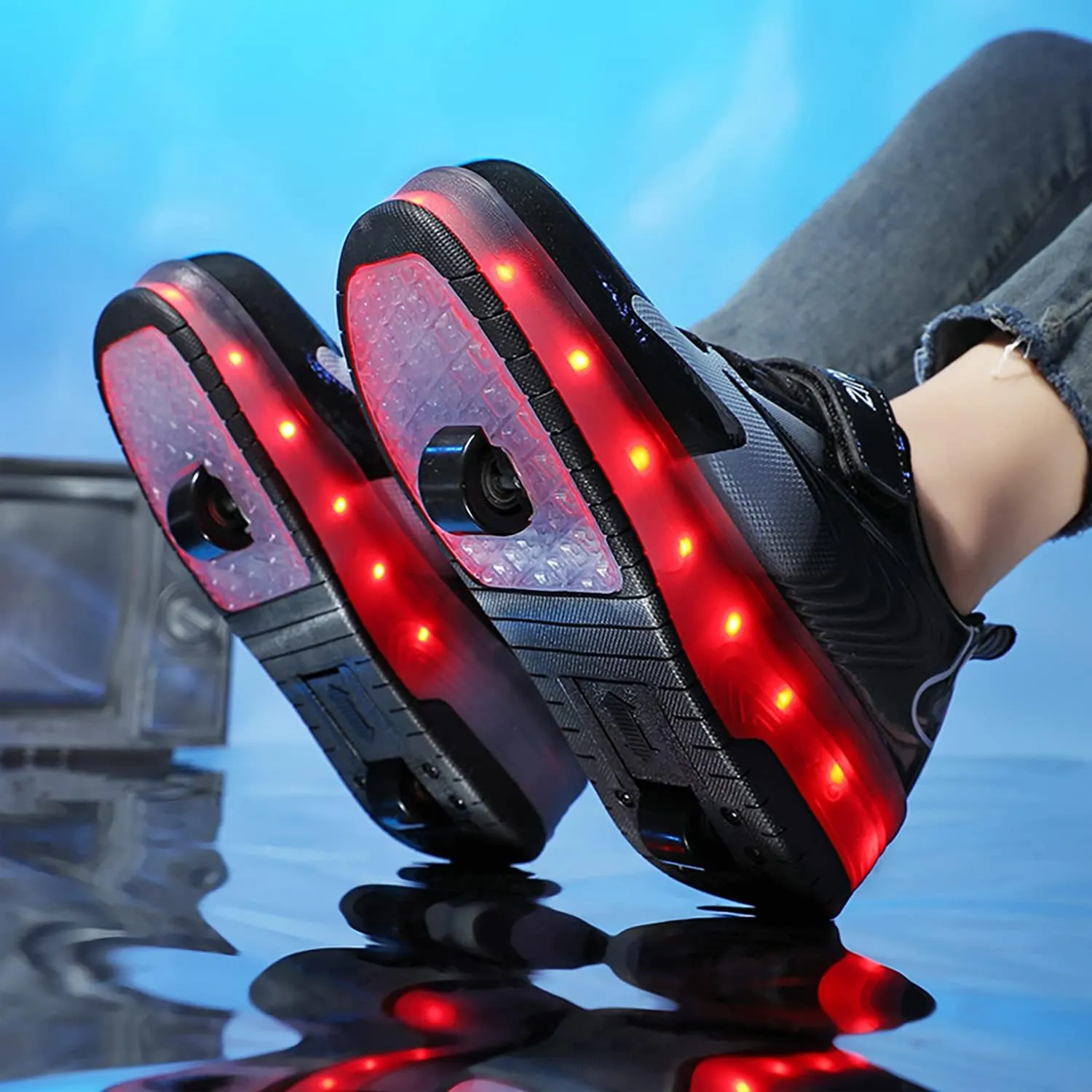 HHSTS Kids Shoes - New Upgraded with Wheels LED Light Color Shoes Shiny Roller Skates Skate Shoes Simple Kids Gifts Boys Girls The Best Gift for Party Birthday Christmas Day