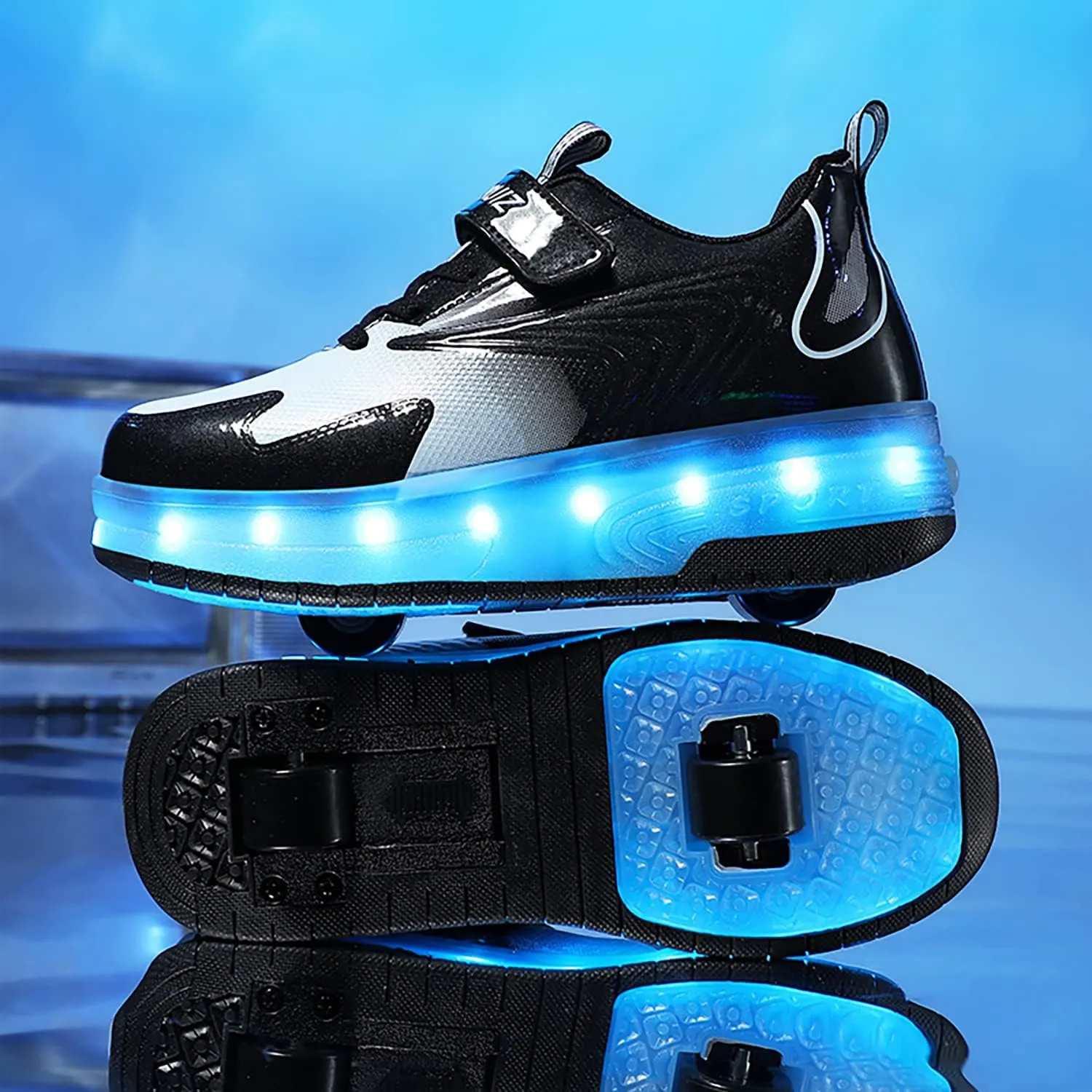 HHSTS Kids Shoes - New Upgraded with Wheels LED Light Color Shoes Shiny Roller Skates Skate Shoes Simple Kids Gifts Boys Girls The Best Gift for Party Birthday Christmas Day