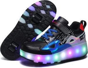 HHSTS Kids Shoes - New Upgraded with Wheels LED Light Color Shoes Shiny Roller Skates Skate Shoes Simple Kids Gifts Boys Girls The Best Gift for Party Birthday Christmas Day