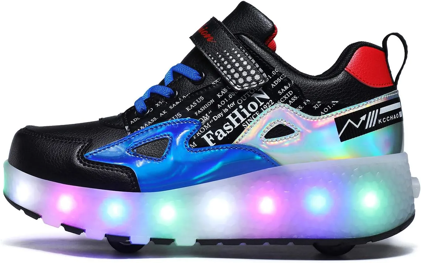 HHSTS Kids Shoes - New Upgraded with Wheels LED Light Color Shoes Shiny Roller Skates Skate Shoes Simple Kids Gifts Boys Girls The Best Gift for Party Birthday Christmas Day