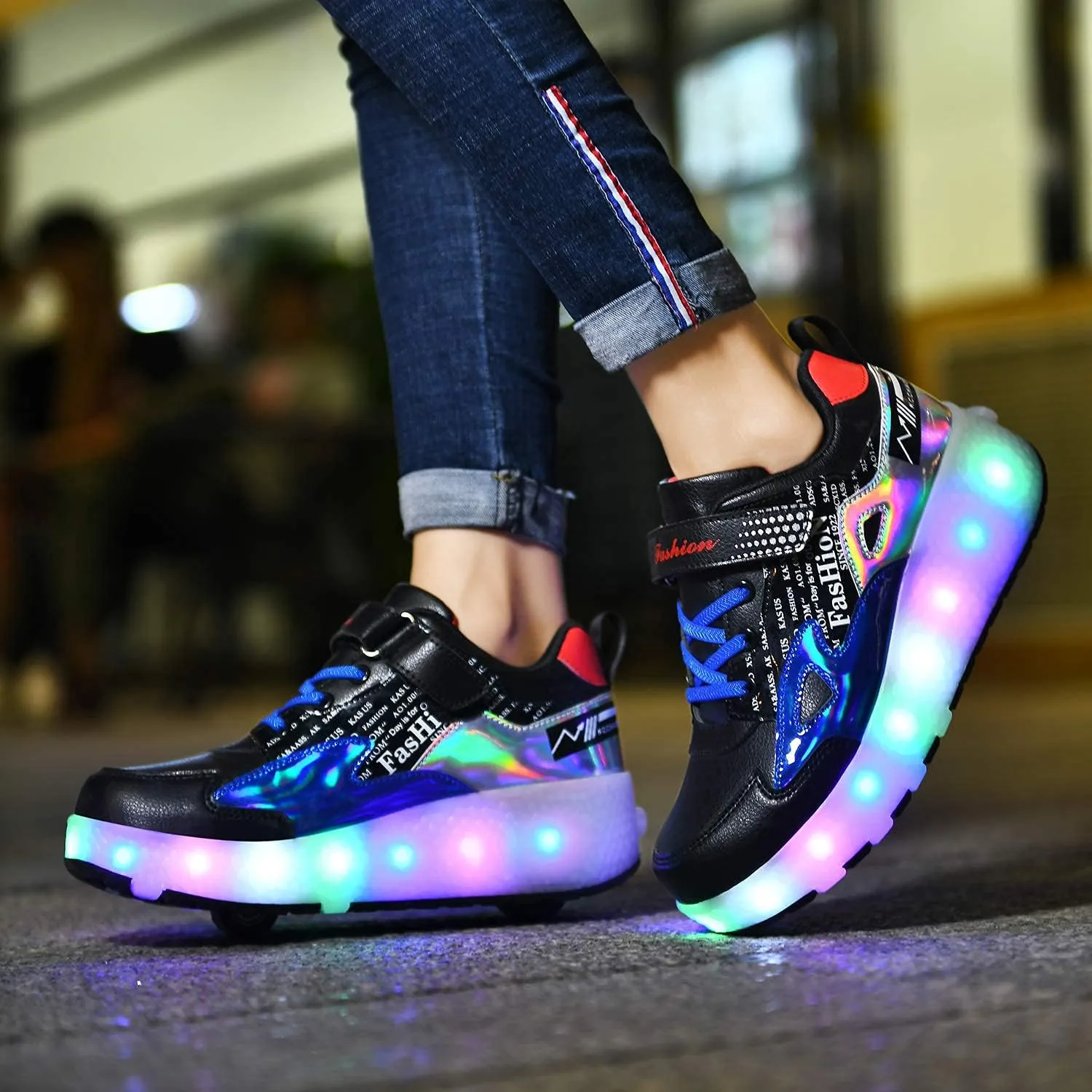 HHSTS Kids Shoes - New Upgraded with Wheels LED Light Color Shoes Shiny Roller Skates Skate Shoes Simple Kids Gifts Boys Girls The Best Gift for Party Birthday Christmas Day