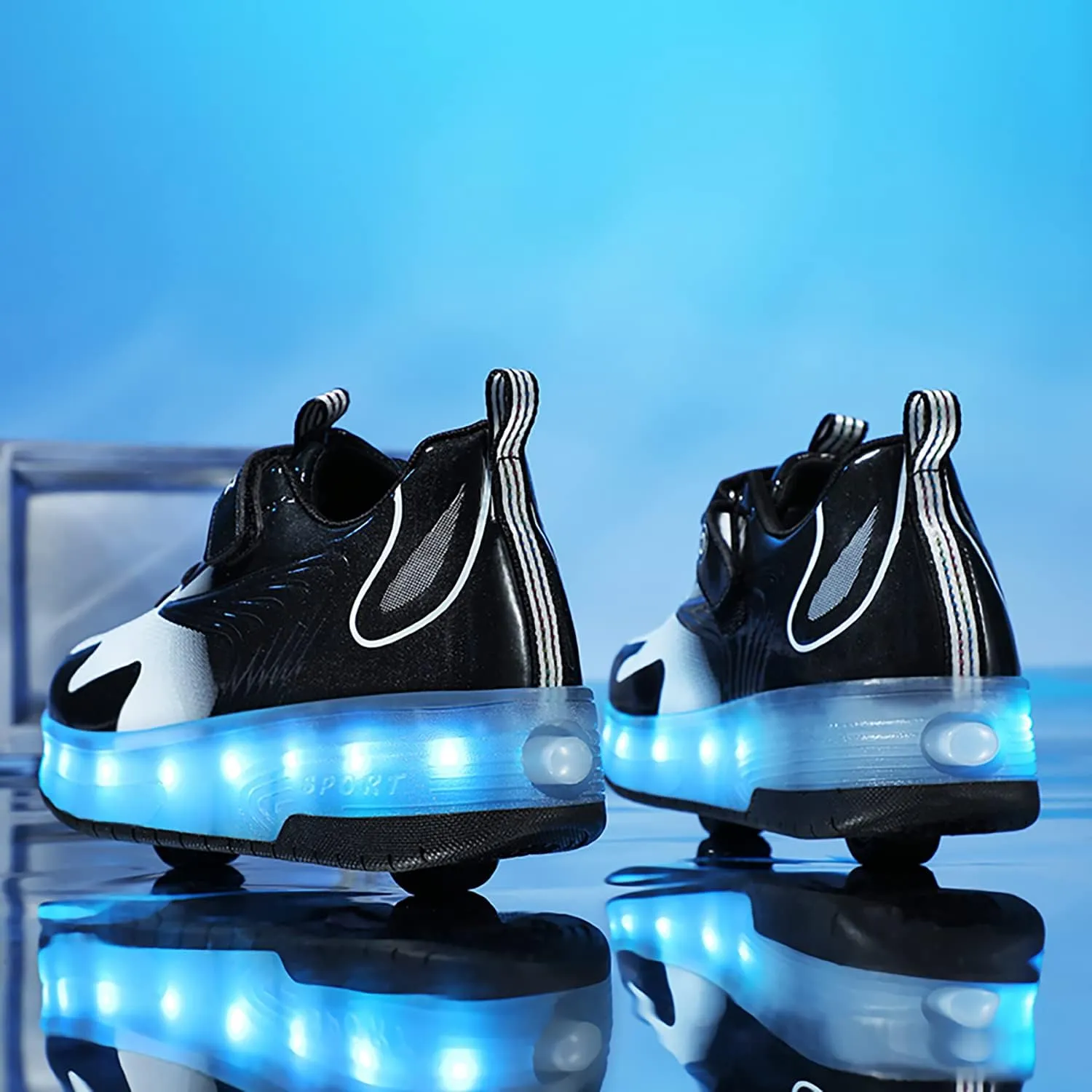 HHSTS Kids Shoes - New Upgraded with Wheels LED Light Color Shoes Shiny Roller Skates Skate Shoes Simple Kids Gifts Boys Girls The Best Gift for Party Birthday Christmas Day