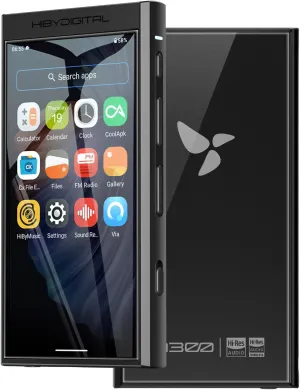 HiBy Digital M300 Music Player with Speaker Android 13 OS SD665 Soc Bluetooth WiFi and FM 1280x640 Resolution IPS Display Supports PCM768k DSD256 128G 2TB Expandable Memory Black