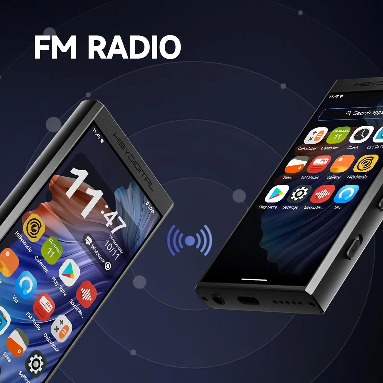 HiBy Digital M300 Music Player with Speaker Android 13 OS SD665 Soc Bluetooth WiFi and FM 1280x640 Resolution IPS Display Supports PCM768k DSD256 32G 2TB Expandable Memory Blue