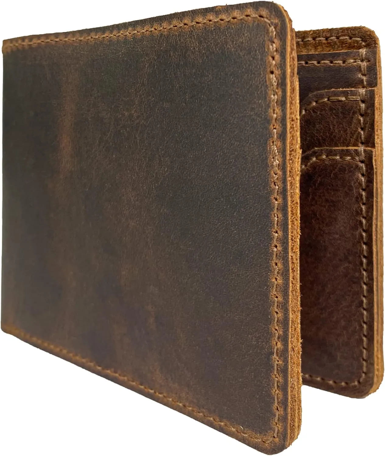 Hide & Drink, Classic Wallet, Storage Case for Identification, Multiple Card Slots, Bifold Wallet, Travel Accessory, Full Grain Leather, Handmade, Bourbon Brown