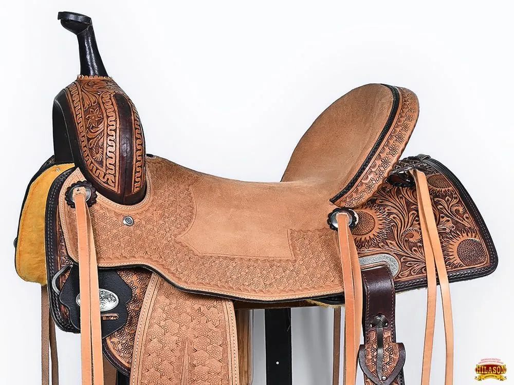 HILASON Western Horse Saddle American Leather Trail Barrel Brown | Horse Saddle | Western Saddle | Barrel Saddle