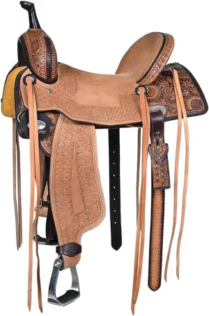 HILASON Western Horse Saddle American Leather Trail Barrel Brown | Horse Saddle | Western Saddle | Barrel Saddle