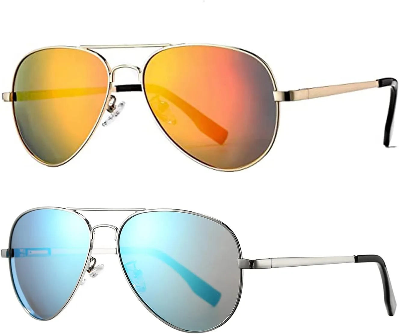 HJSTES Polarized Aviator Sunglasses for Women Men Classic Metal Shades Mirror Lens 100% UV Blocking, 58mm