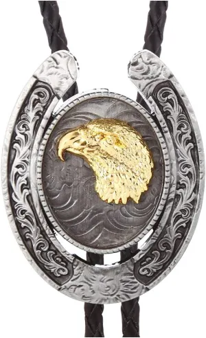 HUABOLA CALYN Bolo Tie for Men- Western Cowboy Native American Golden Horse Bolo Tie