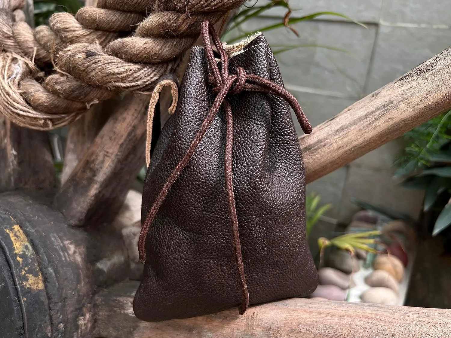 Hulara Genuine Cowhide Leather Drawstring Shell Pouch Shotgun Ammo Storage Rifle Ammunition Shell Bag Cartridge Holder for Shotgun Shells
