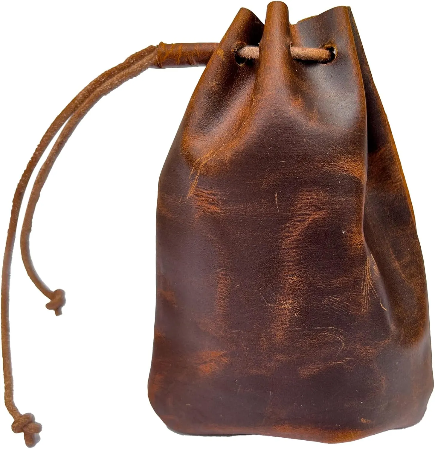 Hulara Genuine Cowhide Leather Drawstring Shell Pouch Shotgun Ammo Storage Rifle Ammunition Shell Bag Cartridge Holder for Shotgun Shells