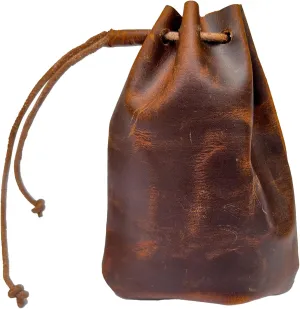 Hulara Genuine Cowhide Leather Drawstring Shell Pouch Shotgun Ammo Storage Rifle Ammunition Shell Bag Cartridge Holder for Shotgun Shells